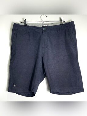 LINKSOUL Men's Shorts Poly/Cotton Blend Navy Blue Stretch Golf Pockets Size 35